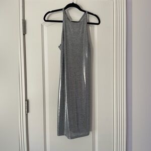White House Black Market metallic silver tank dress